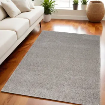 5' X 7' Gray Shag Non Skid Area Rug