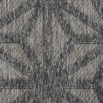8' Dark Gray And Light Gray Round Geometric Indoor Outdoor Area Rug