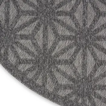 8' Dark Gray And Light Gray Round Geometric Indoor Outdoor Area Rug