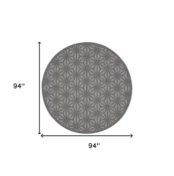 8' Dark Gray And Light Gray Round Geometric Indoor Outdoor Area Rug