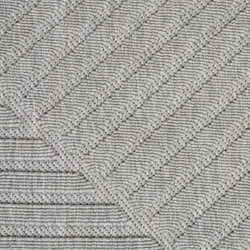 8' Light Gray And Gray Round Geometric Indoor Outdoor Area Rug