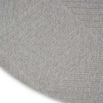8' Light Gray And Gray Round Geometric Indoor Outdoor Area Rug