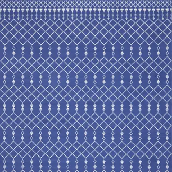 7' X 10' Navy Blue and Ivory Moroccan Distressed Non Skid Area Rug