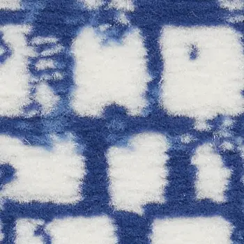8' Navy Blue and Ivory Moroccan Distressed Non Skid Runner Rug