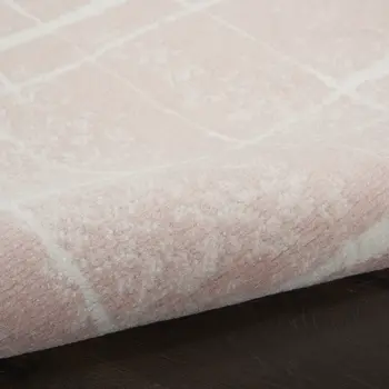 6' X 9' Pink and Ivory Abstract Distressed Non Skid Area Rug
