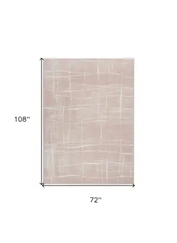 6' X 9' Pink and Ivory Abstract Distressed Non Skid Area Rug
