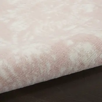 8' Pink and Ivory Tropical Floral Distressed Non Skid Runner Rug