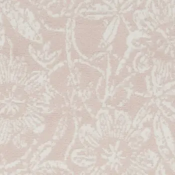 8' Pink and Ivory Tropical Floral Distressed Non Skid Runner Rug