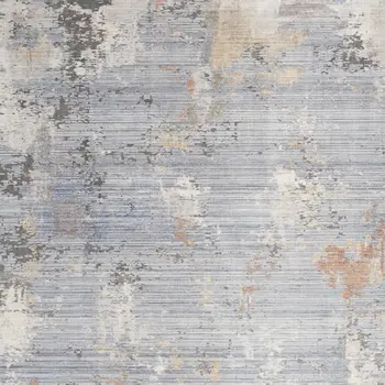 8' X 10' Slate Blue Abstract Area Rug With Fringe