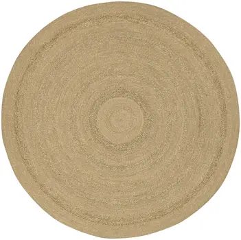 8' Natural And Brown Round Handmade Indoor Outdoor Area Rug