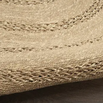 8' Natural And Brown Round Handmade Indoor Outdoor Area Rug