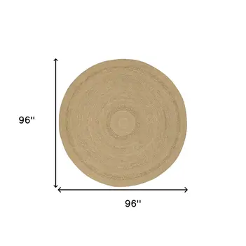 8' Natural And Brown Round Handmade Indoor Outdoor Area Rug