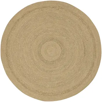 8' Natural And Brown Round Handmade Indoor Outdoor Area Rug