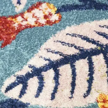 8' X 10' Aqua Floral Power Loom Area Rug