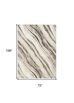 6' X 9' Beige and Gray Abstract Non Skid Area Rug