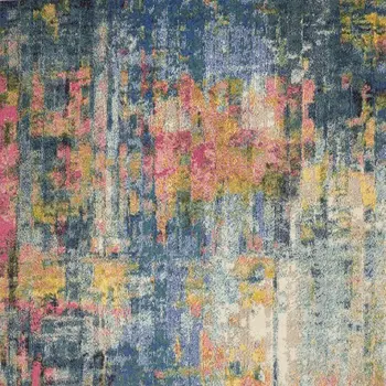 7' X 10' Blue and Yellow Abstract Power Loom Area Rug