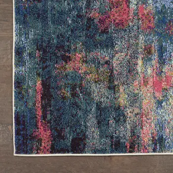 7' X 10' Blue and Yellow Abstract Power Loom Area Rug