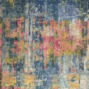 7' X 10' Blue and Yellow Abstract Power Loom Area Rug