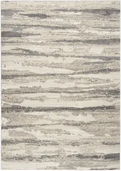 6' X 9' Ivory Black and Gray Abstract Non Skid Area Rug