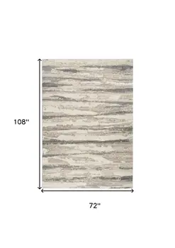 6' X 9' Ivory Black and Gray Abstract Non Skid Area Rug