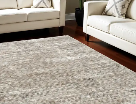 6' X 9' Brown and Ivory Abstract Non Skid Area Rug