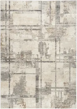 6' X 9' Ivory Black and Gray Abstract Non Skid Area Rug