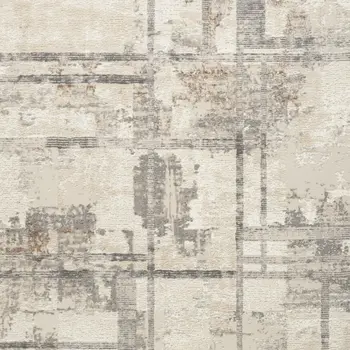 6' X 9' Ivory Black and Gray Abstract Non Skid Area Rug