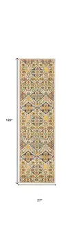 10' Ivory And Blue Floral Runner Rug