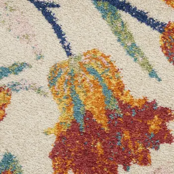 8' X 10' Cream Floral Power Loom Area Rug