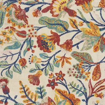 8' X 10' Cream Floral Power Loom Area Rug