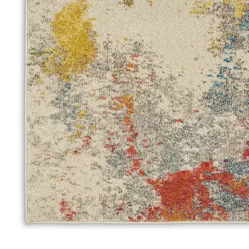7' X 10' Ivory Abstract Power Loom Area Rug
