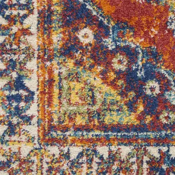 8' X 10' Orange Oriental Power Loom Area Rug