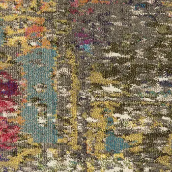 7' X 10' Blue and Orange Abstract Non Skid Area Rug