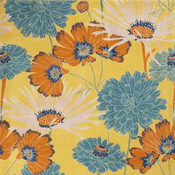 8' X 10' Yellow Tropical Floral Power Loom Area Rug