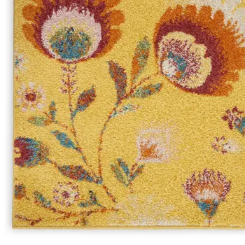 8' X 10' Yellow Floral Power Loom Area Rug