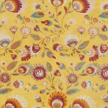 8' X 10' Yellow Floral Power Loom Area Rug
