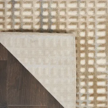 8' X 10' Beige And Blue Abstract Indoor Outdoor Area Rug