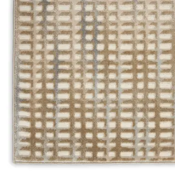 8' X 10' Beige And Blue Abstract Indoor Outdoor Area Rug