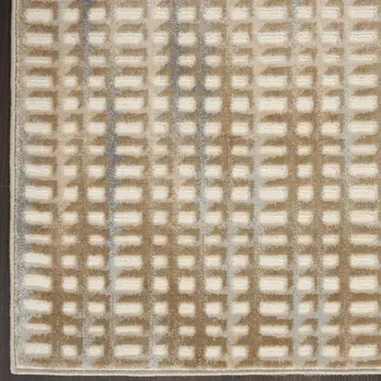 8' X 10' Beige And Blue Abstract Indoor Outdoor Area Rug