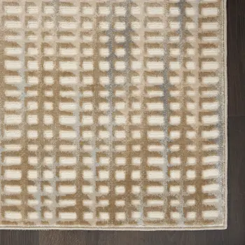 8' X 10' Beige And Blue Abstract Indoor Outdoor Area Rug