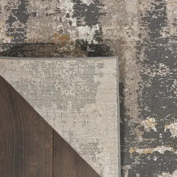 5' X 7' Cream Black and Gray Abstract Area Rug