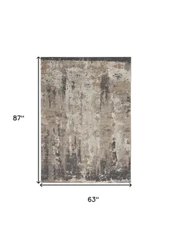5' X 7' Cream Black and Gray Abstract Area Rug