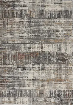 5' X 7' Ivory Gray and Golden Brown Abstract Area Rug