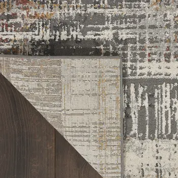 5' X 7' Ivory Gray and Golden Brown Abstract Area Rug