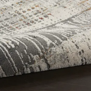 5' X 7' Ivory Gray and Golden Brown Abstract Area Rug