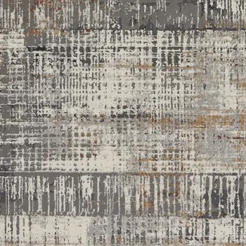 5' X 7' Ivory Gray and Golden Brown Abstract Area Rug