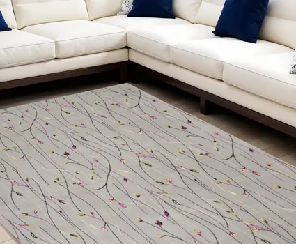 9' X 12' Gray Floral Vines Power Loom Area Rug