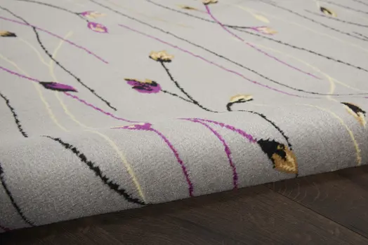 9' X 12' Gray Floral Vines Power Loom Area Rug
