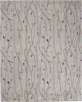 9' X 12' Gray Floral Vines Power Loom Area Rug