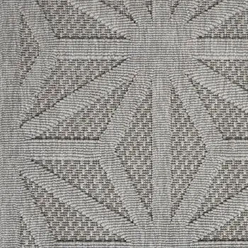 10' Light Gray And Gray Geometric Indoor Outdoor Runner Rug